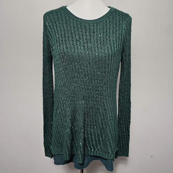 Apt. 9 Knight Green Step Hem Sequin Tunic Size Large - Picture 1 of 9